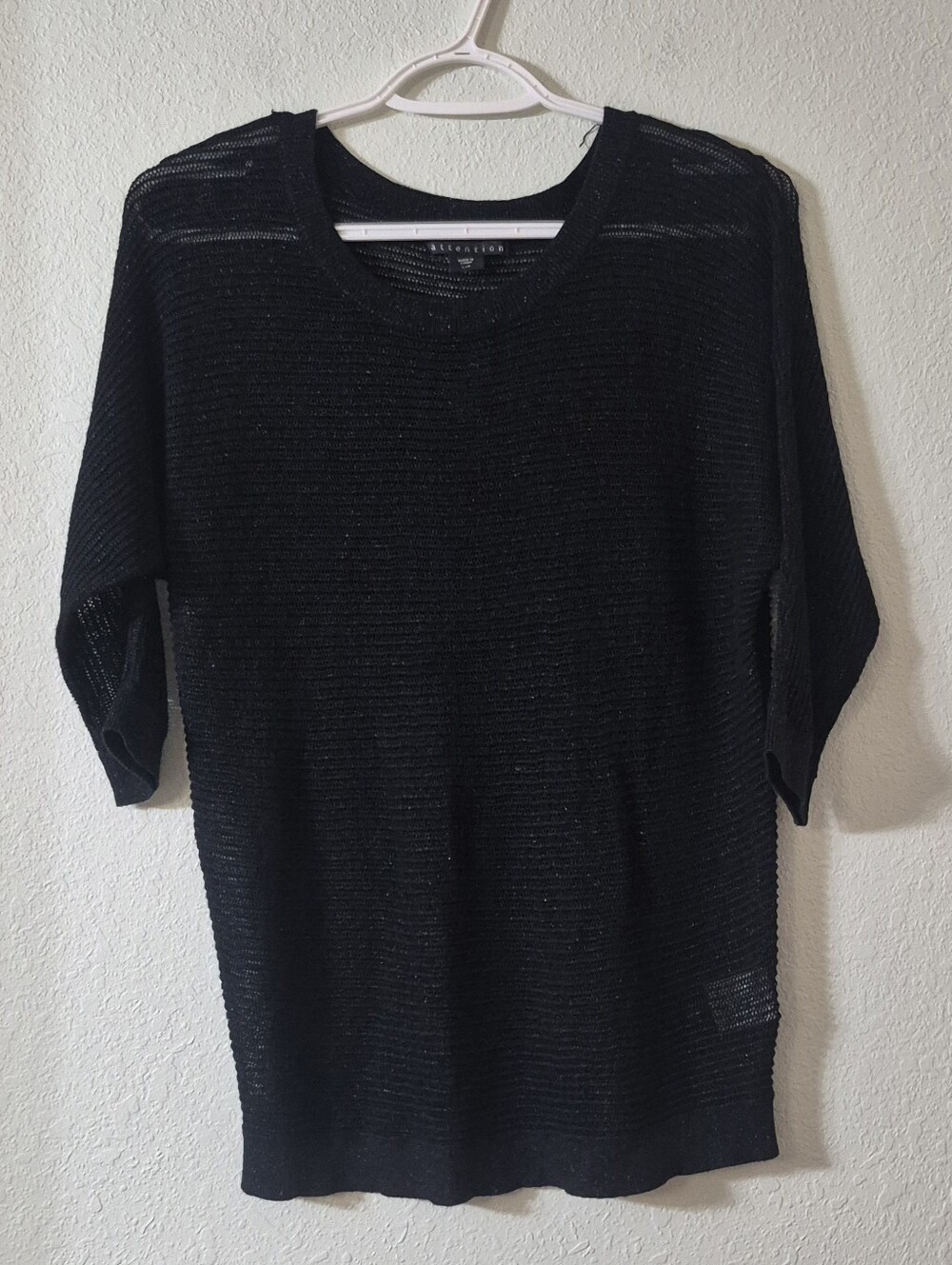 attention Black sparkle Lightweight Crewneck Top